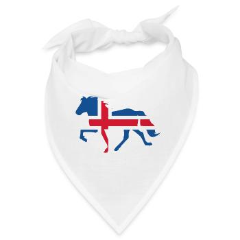 Tölltende Isländer mit isländischer Flagge - Bandana - Weiß - Vorne