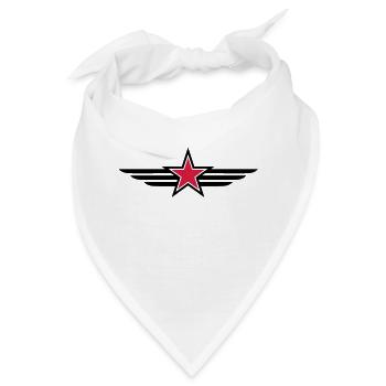 scharfen roten Stern mit schwarzer Umriss "Flügel" - Bandana - Weiß - Vorne
