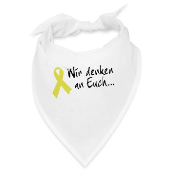 Gelbe Schleife Solidarität - Wir denken an Euch - Bandana - Weiß - Vorne