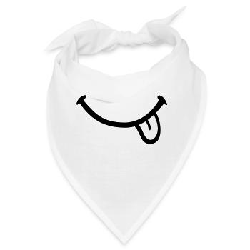 Smiley Zunge - Bandana - Weiß - Vorne