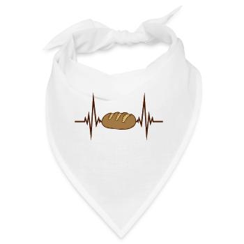 puls herzschlag frequenz hunger laib brot scheibe - Bandana - Weiß - Vorne