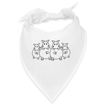 Hippo Family - Bandana - Weiß - Vorne