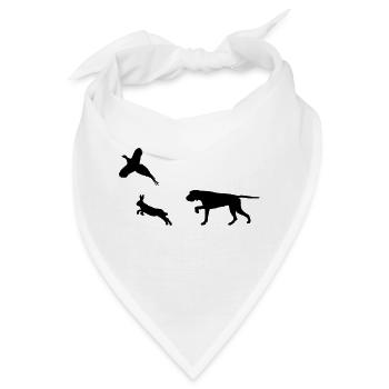 Ungarisch Drahthaar - Hase & Fasan - Silhouette - Bandana - Weiß - Vorne