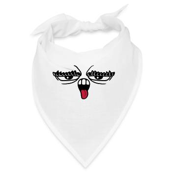 zunge rausstrecken mund 2 augenbrauen augen gesich - Bandana - Weiß - Vorne