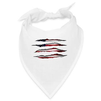 USA Flagge aufgerissen - Bandana - Weiß - Vorne