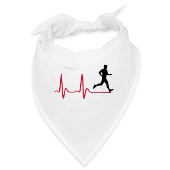 Laufen, Läufer und Herzschlag - Bandana - Weiß - Vorne