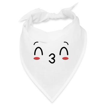Manga Face Gesicht Mit Kussmund: 3 - Bandana - Weiß - Vorne
