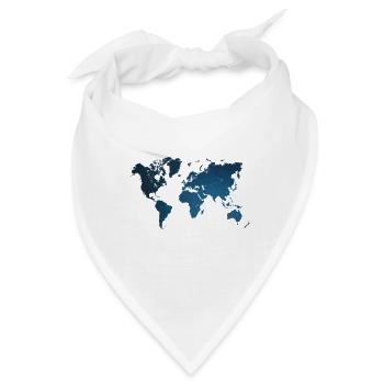 Weltkarte blau - Bandana - Weiß - Vorne
