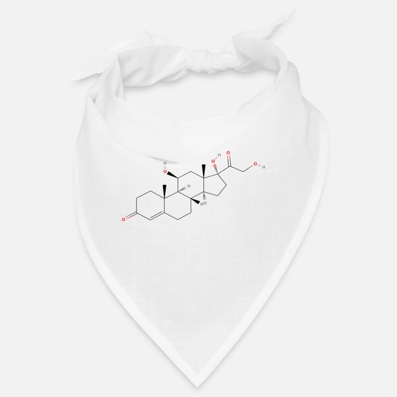 Cortisol Molekül - Farbige Strukturformel - Bandana - Weiß