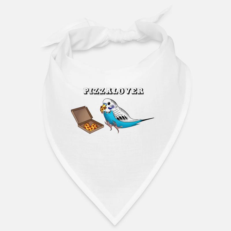 Pizzalover ! La perruche mange des pizzas - Bandana - blanc