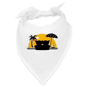 Teddybären Palmenstrand Segelboot Sonnenuntergang - Bandana - Weiß - Vorne