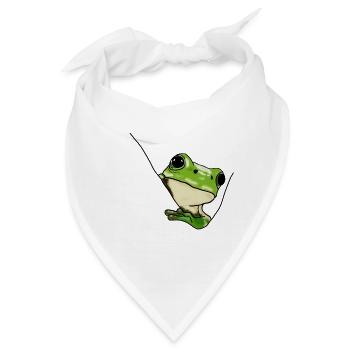 Grüner Frosch – Niedliche Illustration - Bandana - Weiß - Vorne