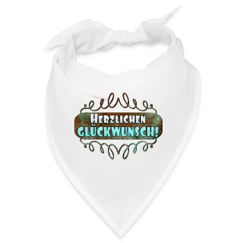Herzlichen Glückwunsch GRATULATION GRUß - Bandana - Weiß - Vorne