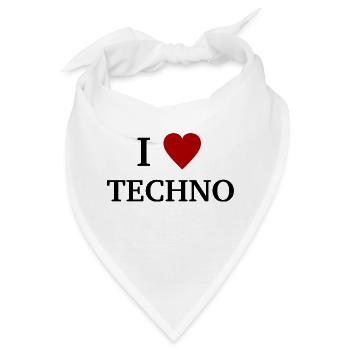 I Love Techno - Ich liebe Technomusik - Bandana - Weiß - Vorne