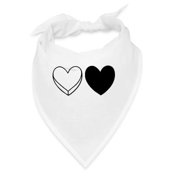 Black and White Herzen - Bandana - Weiß - Vorne