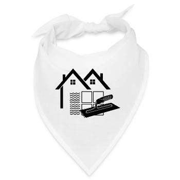 Fliesenleger-Logo-Haus mit Leimkamm und Fliesen - Bandana - Weiß - Vorne