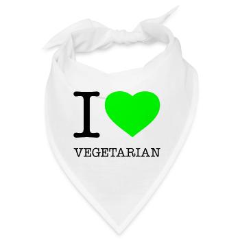 I LOVE VEGETARIAN Vegetarisch Vegetarier - Bandana - Weiß - Vorne
