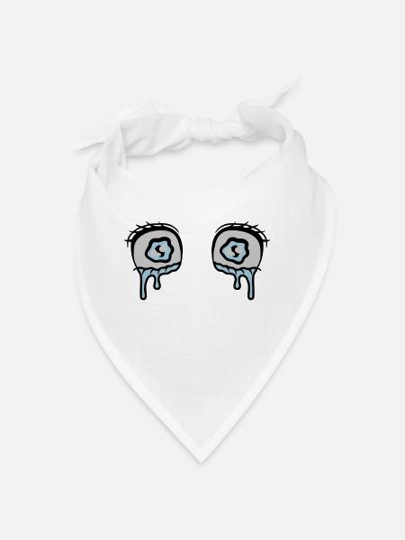 Comic Eyes Tears Sad - Bandana - white - Front