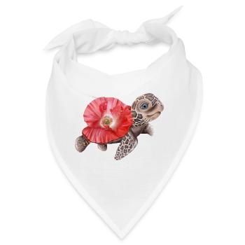 Süße Schildkröte mit Mohnblume - Bandana - Weiß - Vorne