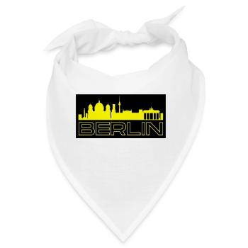 Berlin - mit Skyline in gelb - Bandana - Weiß - Vorne