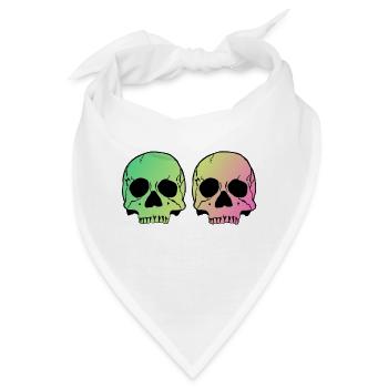 Two skulls - Bandana - Weiß - Vorne
