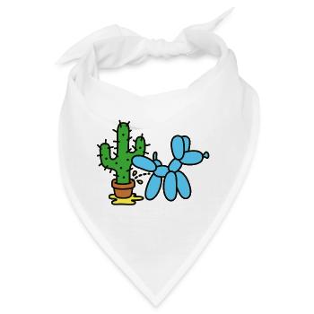 Ballontiere Ballonkünstler Hund Pinkeln Kaktus - Bandana - Weiß - Vorne