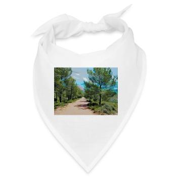 Zeichnung der Provence - Wanderweg - Bandana - Weiß - Vorne