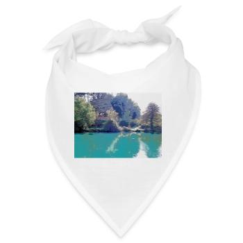 Zeichnung der Provence - Landschaftsbrunnen von Vaucluse - Bandana - Weiß - Vorne