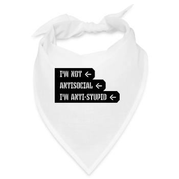 not antisocial anti stupid - Bandana - Weiß - Vorne