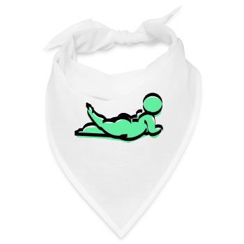 mollige Frau in Grün - Bandana - Weiß - Vorne