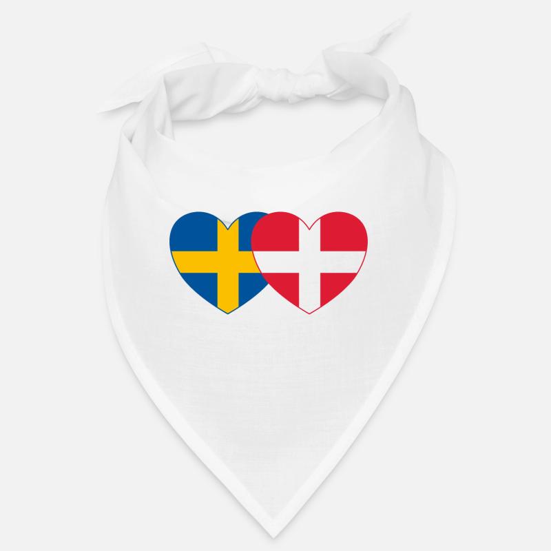 Suède Danemark Drapeau Coeur Bandana