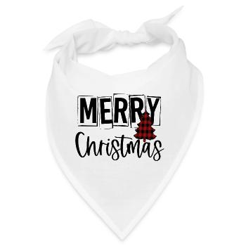 Roter Schottenkaro-Weihnachtsbaum - Bandana - Weiß - Vorne