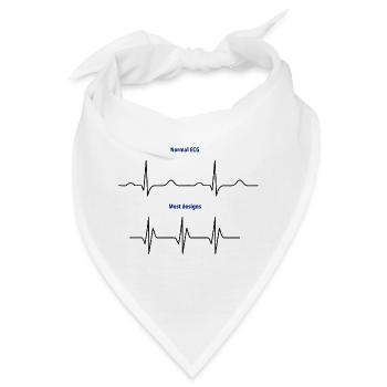 Normales EKG vs. Design-EKG - Bandana - Weiß - Vorne