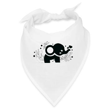 Elefant schwarz und weiß - Bandana - Weiß - Vorne