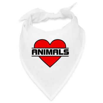 Herz Liebe TIERE - Bandana - Weiß - Vorne
