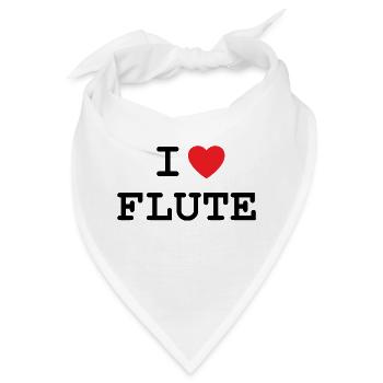 Ich liebe Flöte / Flöten - Bandana - Weiß - Vorne