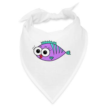 Fisch Lila - Bandana - Weiß - Vorne