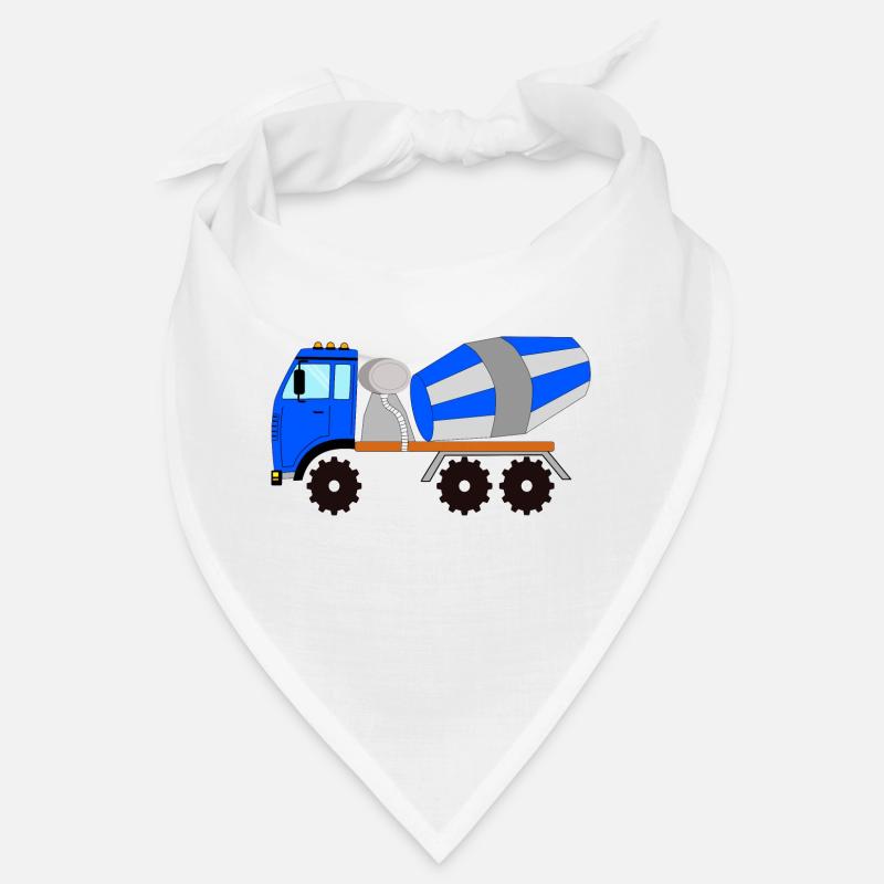 Blue-gray concrete mixer, construction site vehicle Bandana