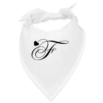 Buchstabe f Herz Kalligraphie - Bandana - Weiß - Vorne