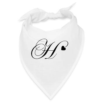 Buchstabe h Herz Kalligraphie - Bandana - Weiß - Vorne