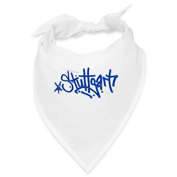 Stuttgart - Tag Grafitti Schriftzug BLAU - Bandana - Weiß - Vorne