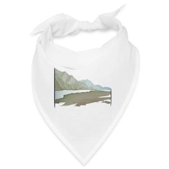 Flusslandschaft gemalt Pastell mit Pinselrahmen - Bandana - Weiß - Vorne