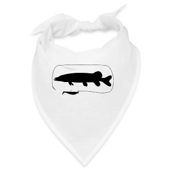 Hecht mit Gummifisch - Bandana - Weiß - Vorne