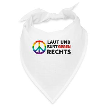 Laut und bunt gegen rechts - Bandana - Weiß - Vorne