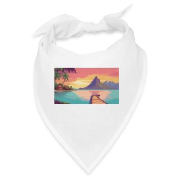 Bora Bora, Französisch-Polynesien - Pixel Art - Bandana - Weiß - Vorne