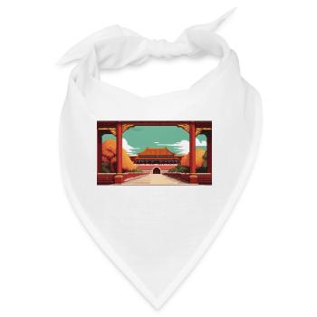 Die Verbotene Stadt, Peking, China - Pixel Art - Bandana - Weiß - Vorne