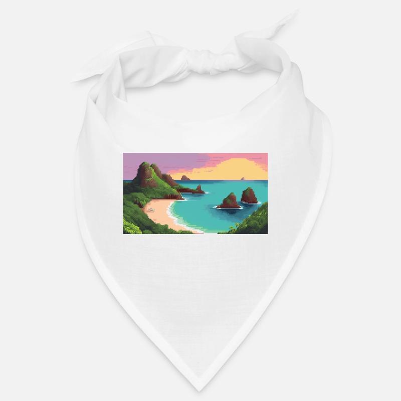 Fernando de Noronha, Brasilien - Pixel Art - Bandana - Weiß