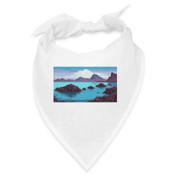 Blaue Lagune, Island - Pixel Art - Bandana - Weiß - Vorne