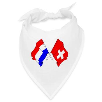 Flagge der Niederlande und Flagge Schweiz - Bandana - Weiß - Vorne