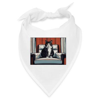 Katze auf Sessel - Bandana - Weiß - Vorne